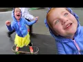 RAINY DAY ROUTINE Adley and Dad play in the backyard skate park in a RAIN STORM dont get soaked