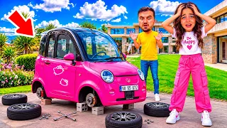 ELİF SİNEM TINY CAR ÇALINDI ‼️ BABAM TEKERLERİ YOK DEDİ !!