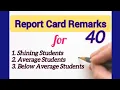 Remarks for Kids Report Card Remarks for Students Report Card Remarks