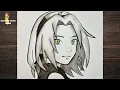 How to Draw Sakura Haruno Step by Step Easy Anime Drawing Tutorial Pencil Sketch