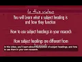 Subject headings What they are and how to use them