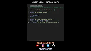 Display Upper Triangular Matrix in Python Python Examples Python Coding Tutorial Interview