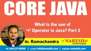 What is the use of Operator in Java Part 2 Core Java Tutorial by Mr Ramachandra