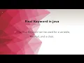 final keyword in java