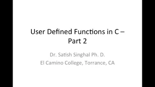 User Defined Functions In C Language Part2