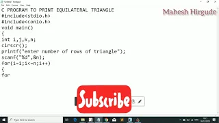 C program to print equilateral triangle C programming pattern program