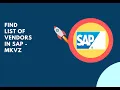 How to find Vendor list in SAP