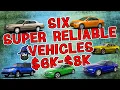 The CAR WIZARD Shares 6 Super Reliable Vehicles 6K- 8K