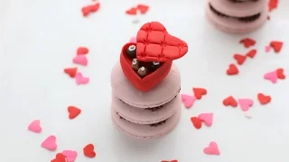 valentines day themed fondant toppers red velvet cake and box of chocolates 