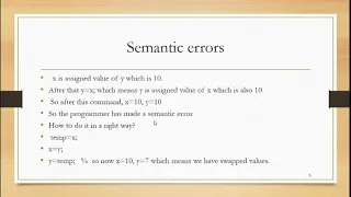 Syntax and Semantic Errors