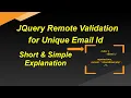 JQuery Remote Validation to check for Unique Email Id Unique Email Validation