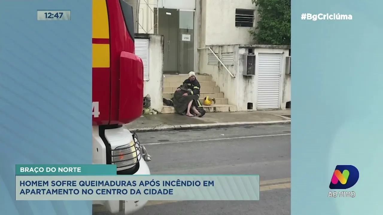 Homem sofre queimaduras após incêndio em apartamento em Braço do Norte
