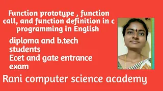 Function prototype function call and function definition in c programming in English