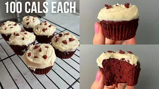 High Protein Red Velvet Cupcake Recipe | 100 Calories Each!