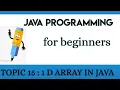 Lecture 15 Arrays in Java 1D Array