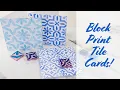Simple Block Print Tile Pattern Greeting Cards