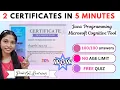 2 FREE CERTIFICATES IN 5 MINUTES FREE JAVA CERTIFICATE FREE MICROSOFT COGNITIVE TOOL CERTIFICATE