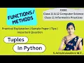Tuples Functions in Python Tuple Methods in Python Tuples Class 12 Class 11 CBSE