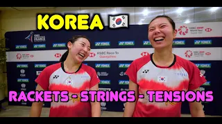  korean pro badminton players rackets string and tension