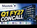 Mastek Q1 FY27 Concall Revenue Growth AI Services Digital Transformation Update