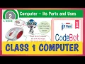 COMPUTER - ITS PARTS AND USES explanation Chapter-1 Class 1 Computer