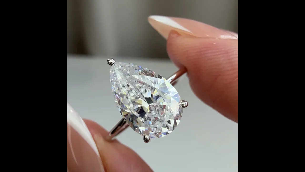 Freya丨Double Hidden Halo Promise Ring with 3CT Pear Lab Grown Diamond