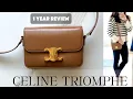 CELINE TRIOMPHE BAG - 1 year review still WORTH IT Wear and tear what fits