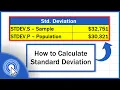 How to Calculate Standard Deviation in Excel STDEV S vs STDEV P