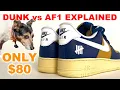 What is DUNK vs AF1 UNDFTD - 5 on It And why are they so cheap Court Blue White Goldtone