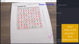 Sudoku Solver OpenCV and Tensorflow Neural Network