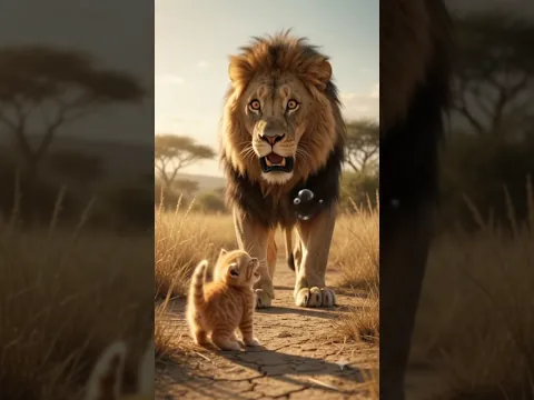 “Tiny Cat Scares a Giant Lion! 😂🐱🦁 | Funny ASMR”
