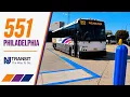FULL RIDE New Jersey Transit 2018 MCI D4500CT on Route 551 to Philadelphia