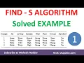 FIND S Algorithm Finding A Maximally Specific Hypothesis Solved Example - 1 by Mahesh Huddar