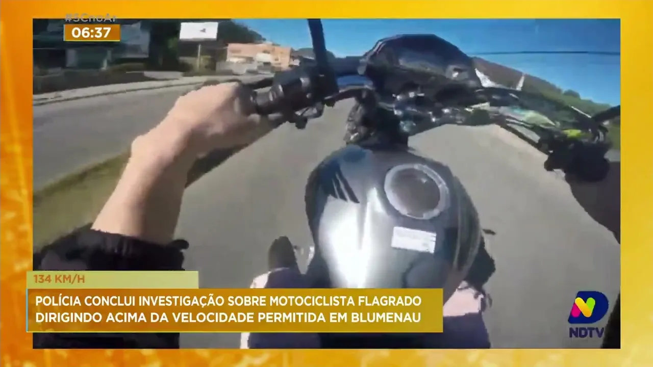 Polícia Civil conclui inquérito do caso do motociclista flagrado dirigindo a 134 km/h em Blumenau