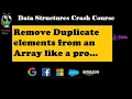 Data Structure Java Program to remove duplicate element from an Array SDET Interview Question