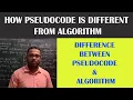 What are the differences between Pseudocode and algorithm Pseudocode Algorithm