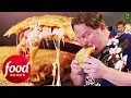 Casey Battles To Finish An 8lb Pizza In The Bronx Bomber Challenge Man v Food