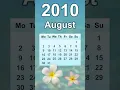 Lagu August 2010 Calendar