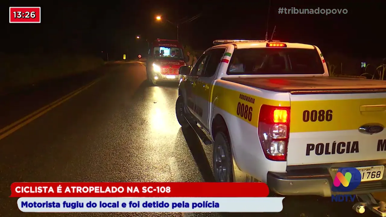 Ciclista é atropelado na SC-108: Motorista fugiu do local e foi detido pela polícia