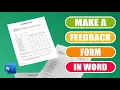 Create a Feedback Form in Word - FREE