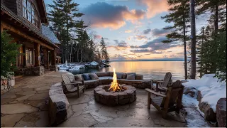 Warm Fire On A Snowy Ambience Winter Lake Sounds Calm Fire Sounds For Stress Relief 