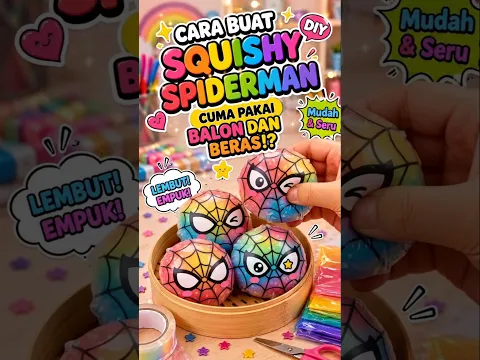 Cara Buat Squishy Spiderman & Venom Viral Cuma Dari Balon & Beras!? Mudah & Seru... #squishy #diy