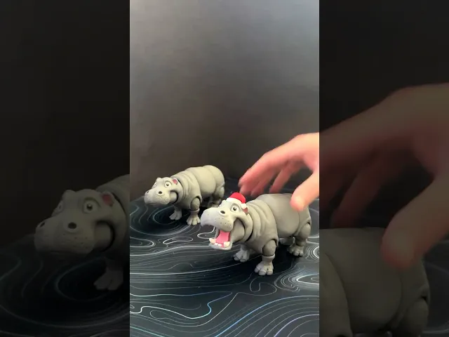 Hippo, plus Santa Hat version - Articulated Figure video thumbnail