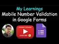 Mobile Number Validation in Google Forms Response Validation using Regular Expression