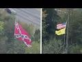 Confederate flag along I-95 in Stafford removed replaced with Don t Tread On Me flag