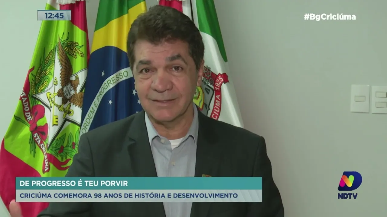 'De progresso é seu porvir': Criciúma comemora 98 anos de emancipação em pleno desenvolvimento