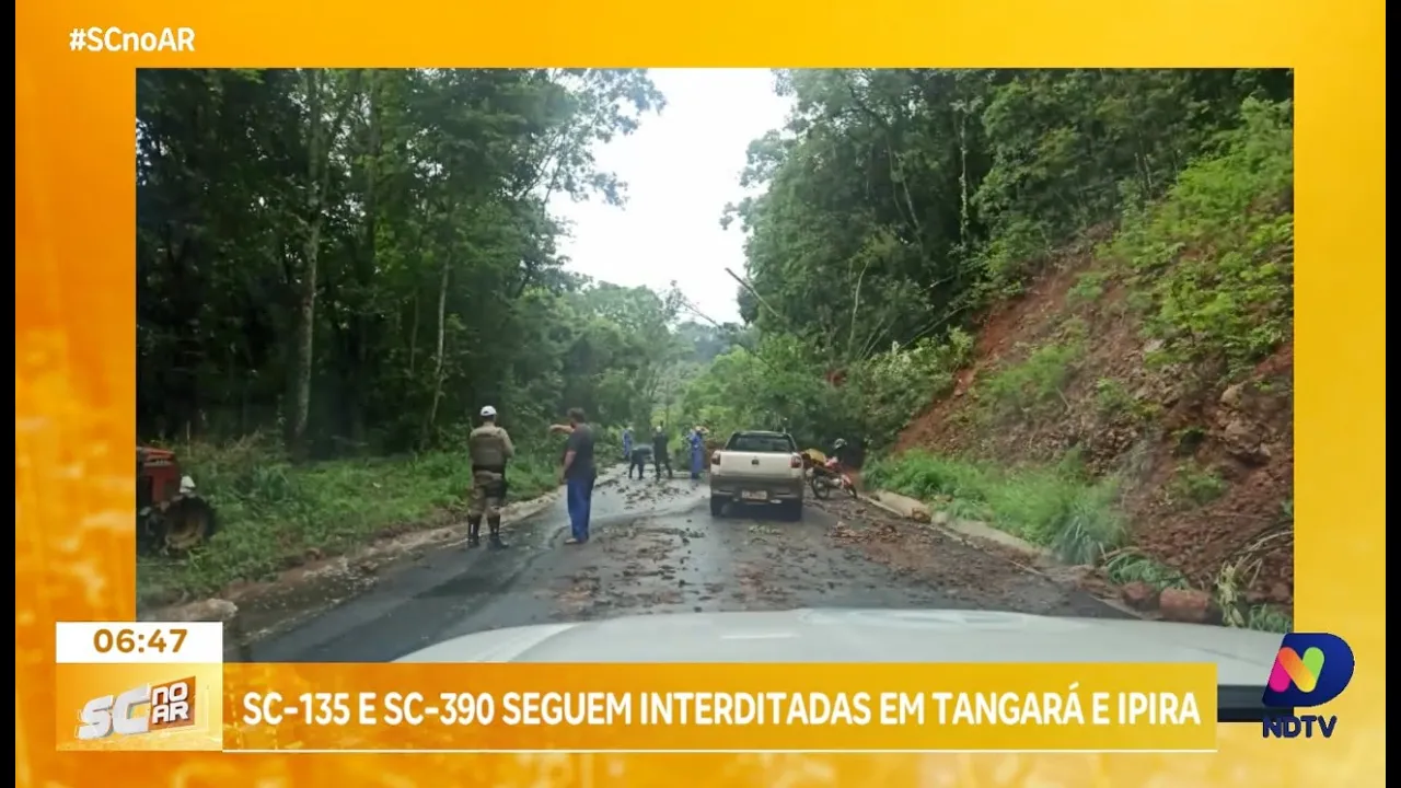 SC-135 e SC-390 seguem interditadas em Tangará e Ipira