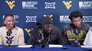 WVU Players Javon Small Eduardo Andre and Amani Hansberry Iowa State Post Game 2025