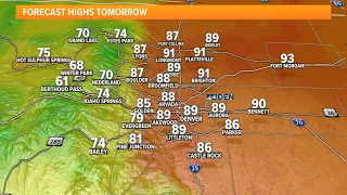 Highs near 90 degrees ahead of midweek cooldown