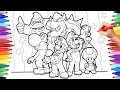 Coloring Super Mario and All His Friends Super Mario Nintendo game Coloring Pages for Kids